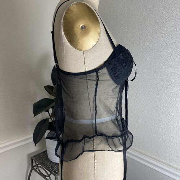 Seductive Wear by Cinema Etoile ,Black ,Tie Front Bustier Garter Corset M - Picture 4 of 7